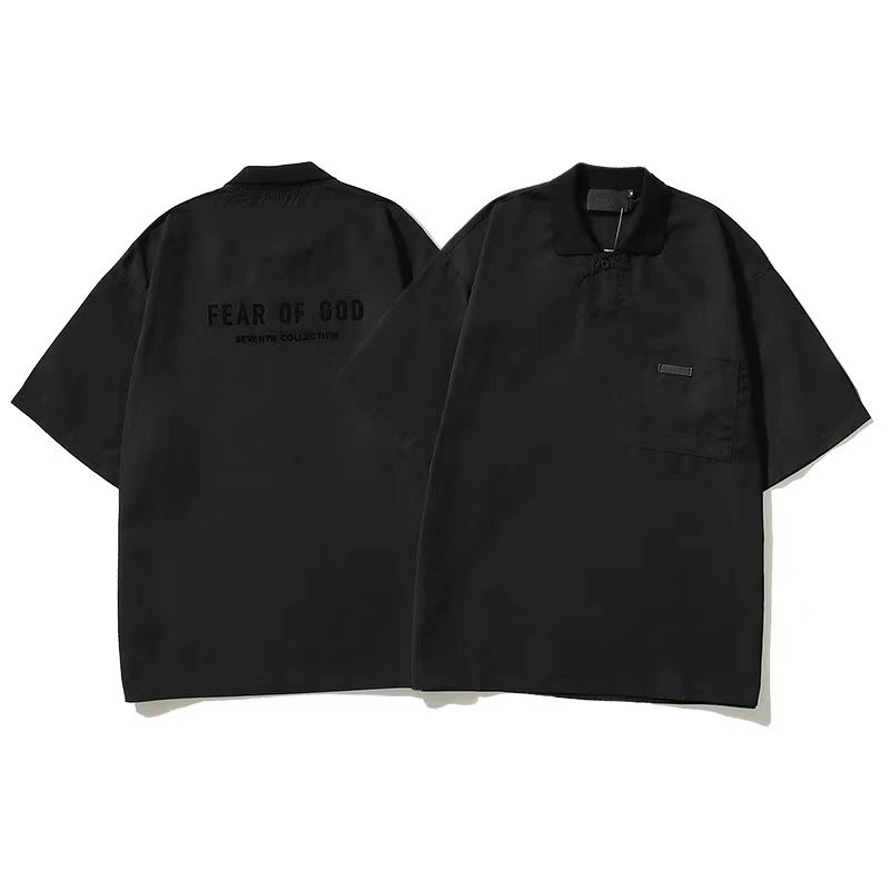 Streetwear Loose Polo Shirt Unisex Ebony Black - Related Product - Cnfans
