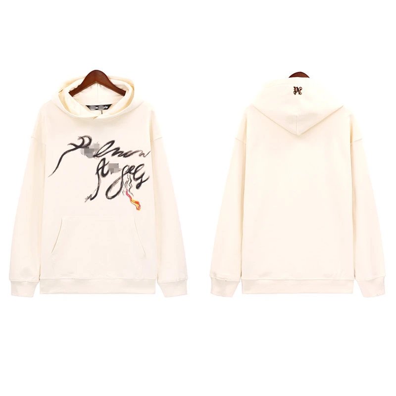 Street Style Cotton Blend Hoodie Unisex Ivory - Palm Angels - Cnfans - $36.45