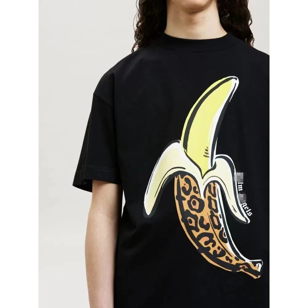 Leopard Banana Print Cotton Tee Black - Gallery Image 14 - Detailed View