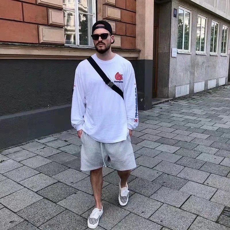 Casual Fleece Shorts Unisex Ash Gray - Gallery Image 7 - Detailed View