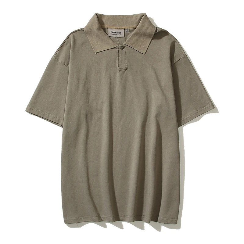 Casual Cotton Polo Shirt Taupe - Gallery Image 6 - Detailed View