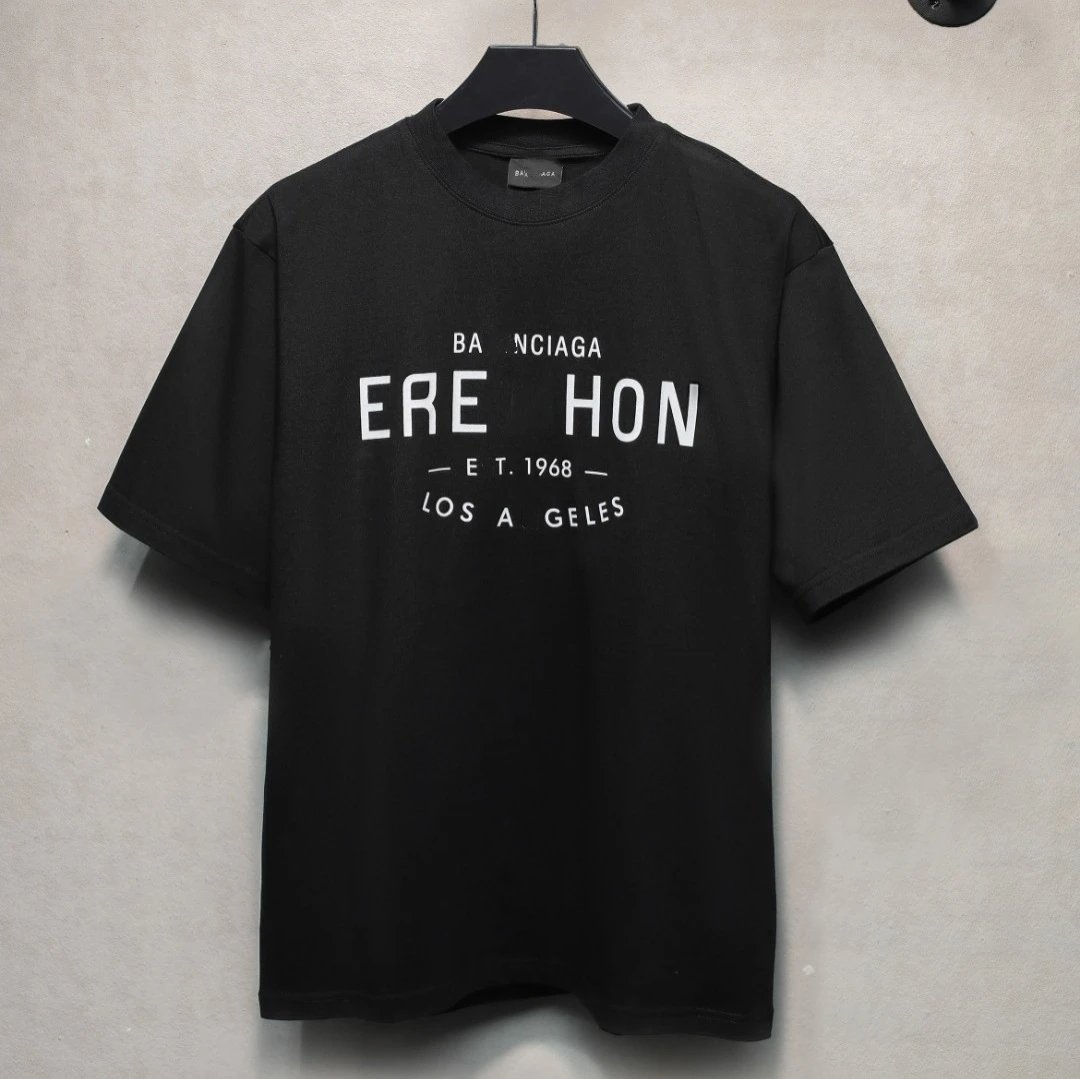 Casual Letter Print Cotton Tee Unisex Top Onyx - Gallery Image 3 - Detailed View