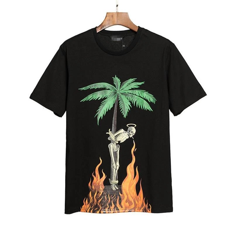 Street Graphic Skeleton Flame Tee Jet Black - Palm Angels - Cnfans - $20.32