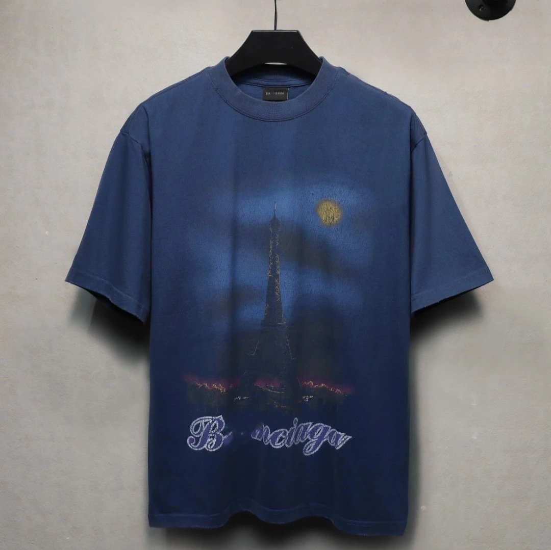 Unisex Distressed Cotton Paris Print Oversized Tee, Dusty Rose - Gallery Image 3 - Detailed View