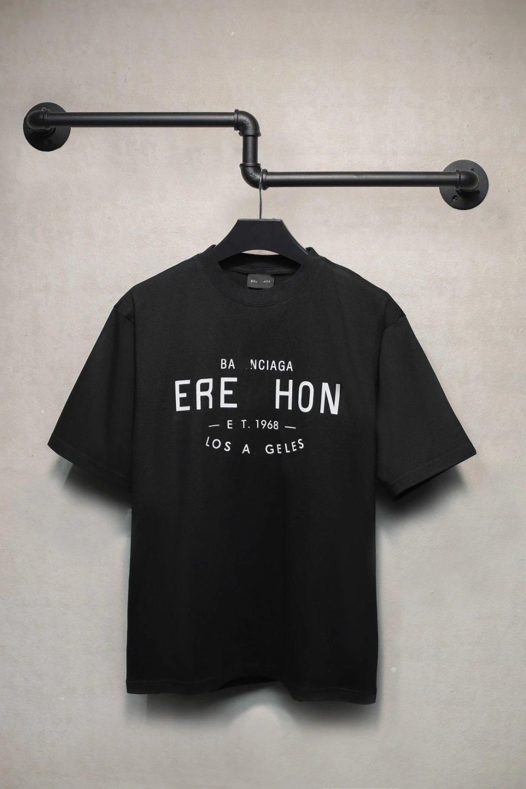 Casual Letter Print Cotton Tee Unisex Top Onyx - Balenciaga - Cnfans - $26.77