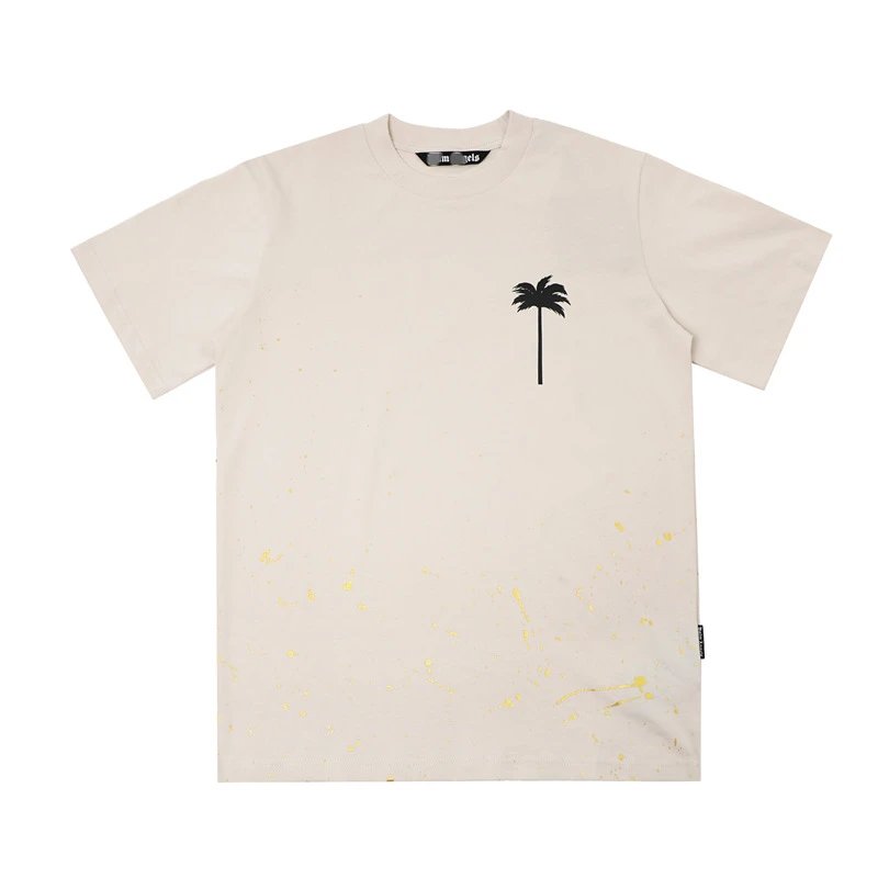 Street Style Cotton Palm Tree Print T-Shirt Sage Green - Gallery Image 5 - Detailed View