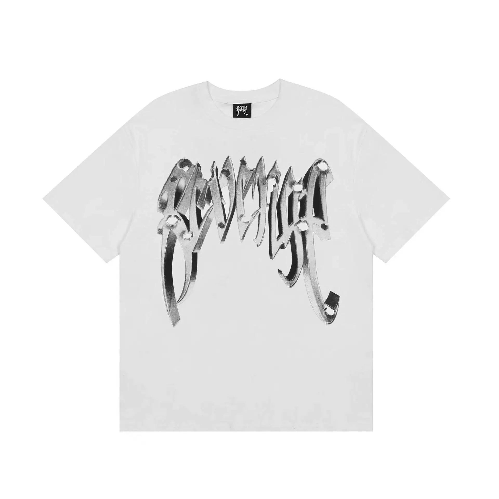 Gothic Skull Graphic Loose Cotton Tee Jet Black - Gallery Image 4 - Detailed View