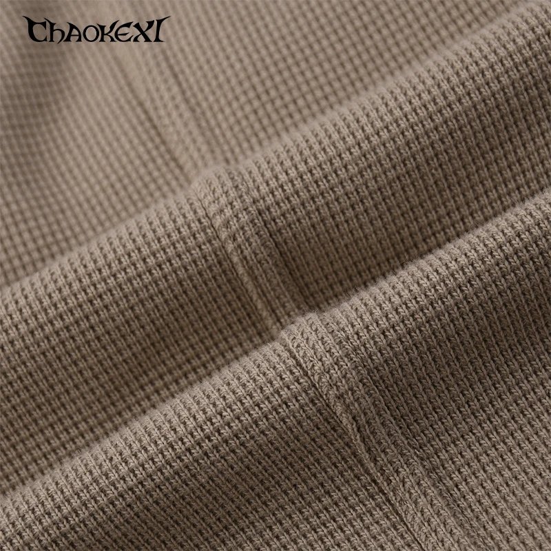 Men's Waffle Knit Shorts Street Casual Onyx - Gallery Image 4 - Detailed View