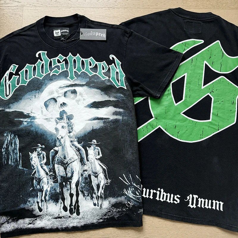 Godspeed Skull Print Tee Black - Gallery Image 7 - Detailed View