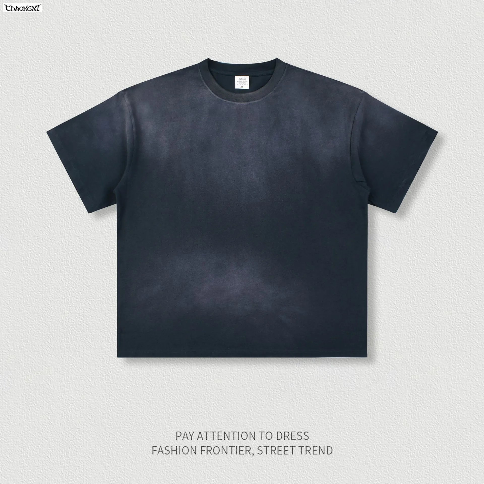 Retro Cotton Summer T-Shirt Bleach Wash Denim - CHAOKEXI - Cnfans - $21.29