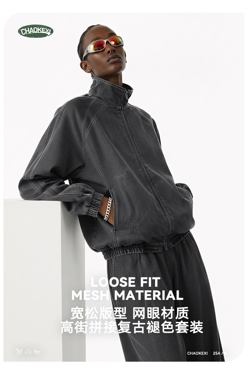 Retro Mesh Jacket Set Men's Workwear Graphite - Gallery Image 2 - Detailed View