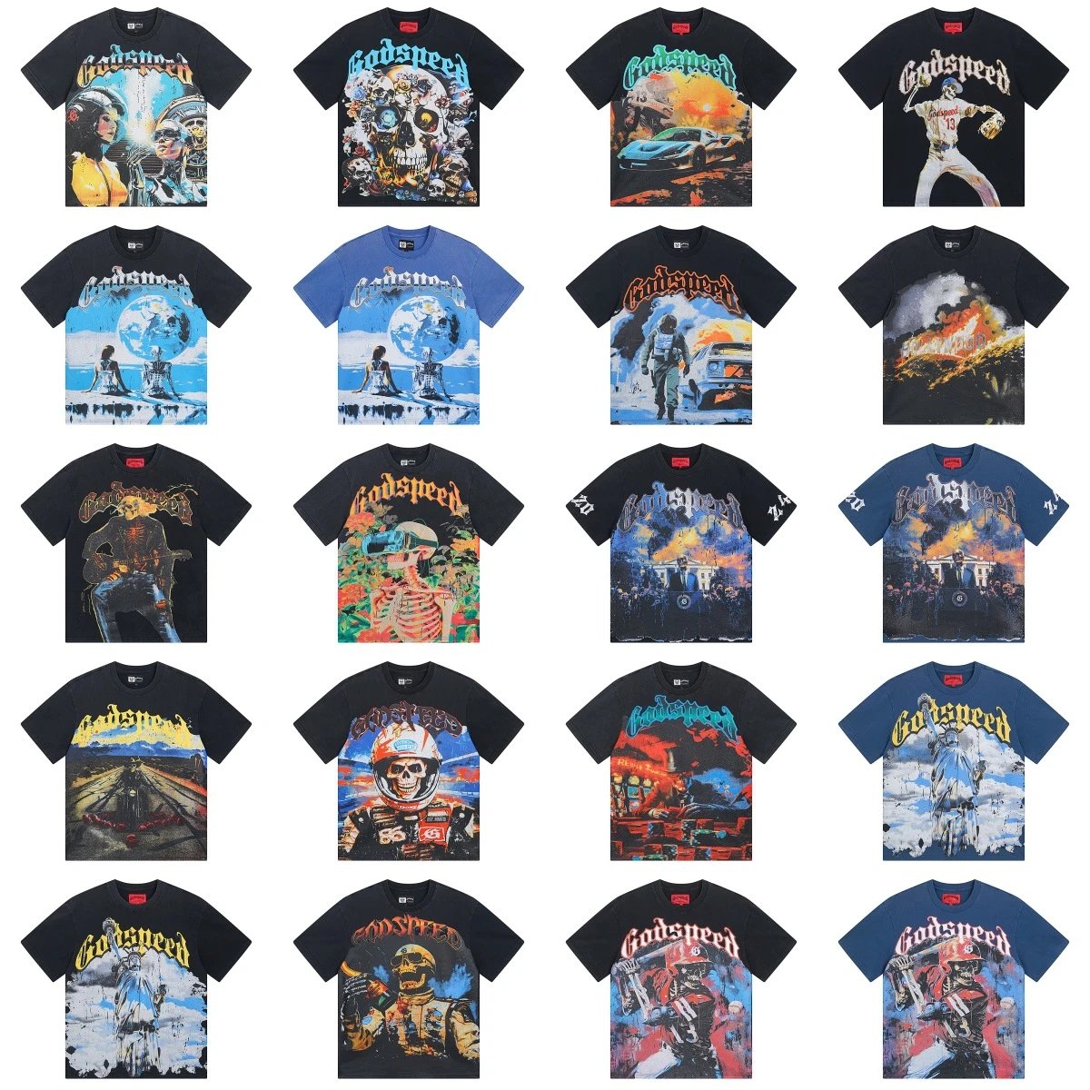 Godspeed Skull Print Tee Black - Gallery Image 2 - Detailed View