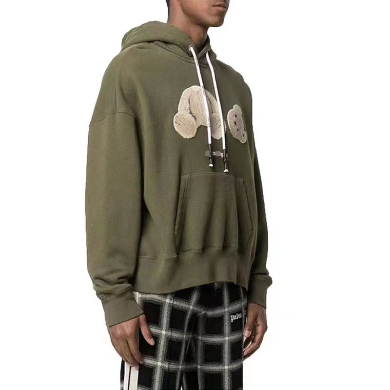 Bear Print Cotton Blend Pullover Hoodie - Mauve - Gallery Image 11 - Detailed View