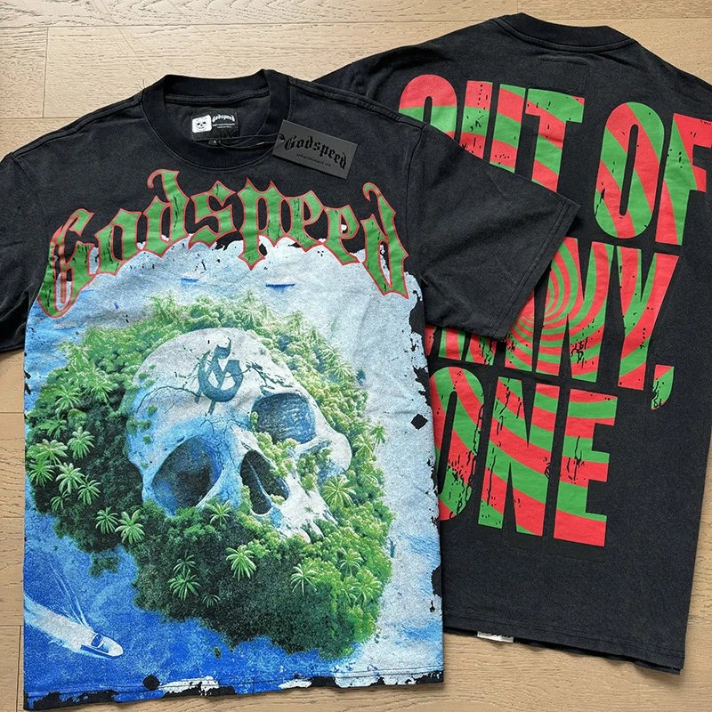 Godspeed Skull Print Tee Black - Gallery Image 11 - Detailed View