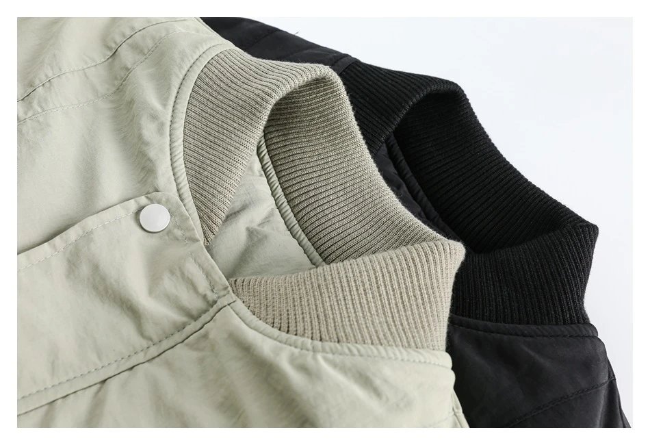 Unisex Retro Oversized Padded MA1 Bomber Jacket Sage Green - Gallery Image 12 - Detailed View