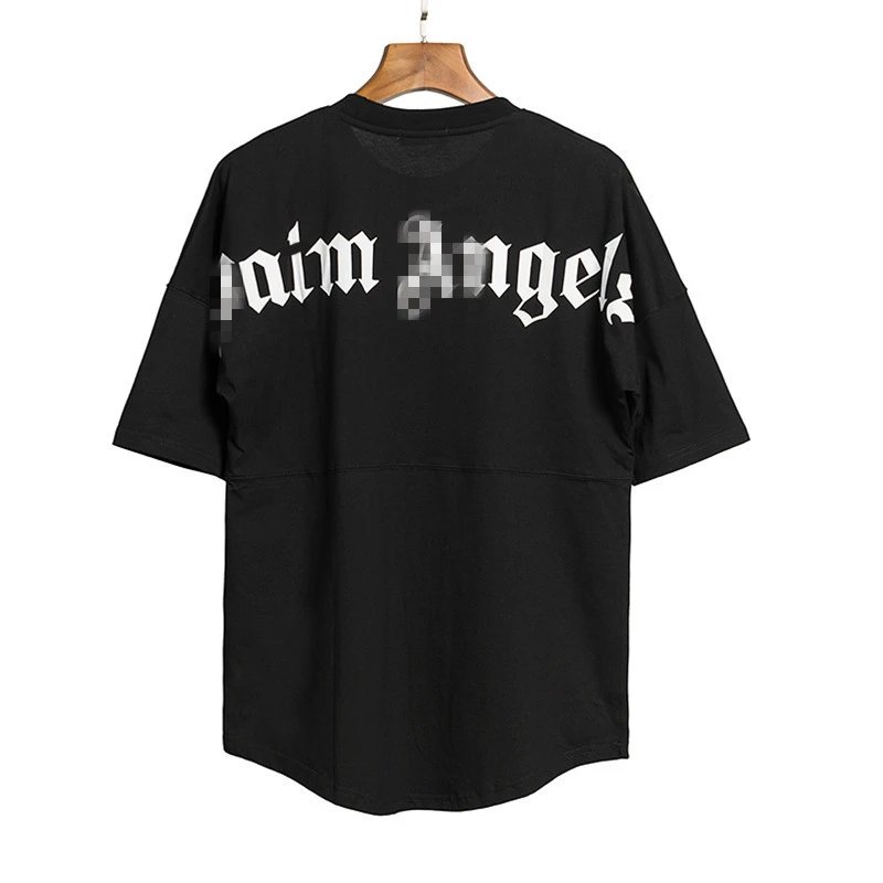 Oversized Gothic Back Logo Tee Jet Black - Palm Angels - Cnfans - $20.32