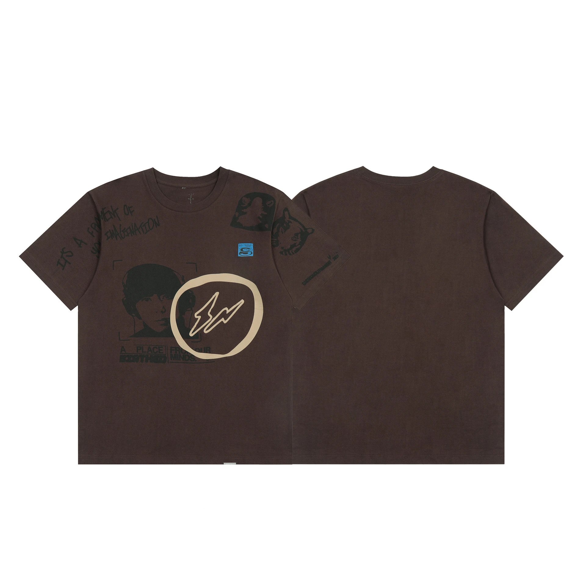 Street Graphic Cotton Tee Mocha Brown - Gallery Image 1 - Detailed View