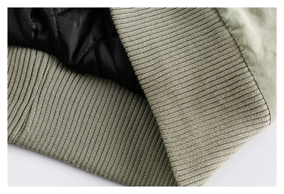 Unisex Retro Oversized Padded MA1 Bomber Jacket Sage Green - Gallery Image 15 - Detailed View