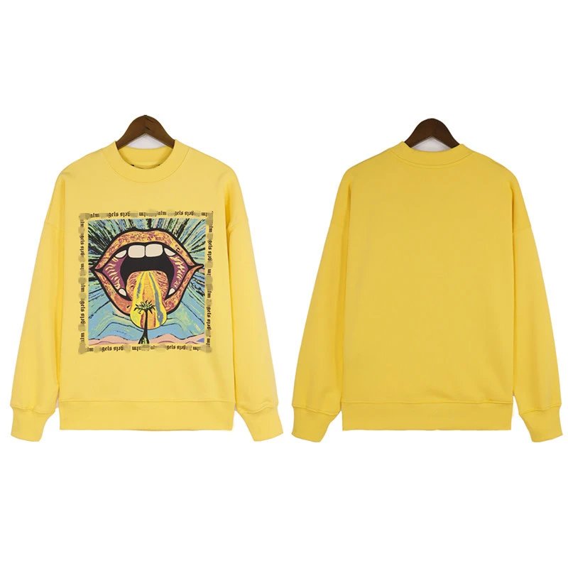 Street Cotton Crew Neck Graphic Sweatshirt Marigold - Palm Angels - Cnfans - $28.06