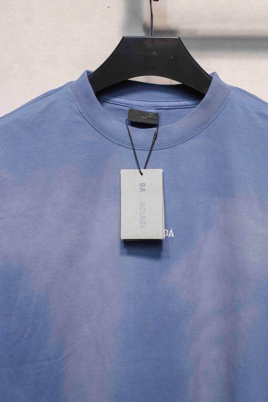 Unisex Oversized Washed Logo T-Shirt Spring Summer Dusty Blue - Gallery Image 6 - Detailed View
