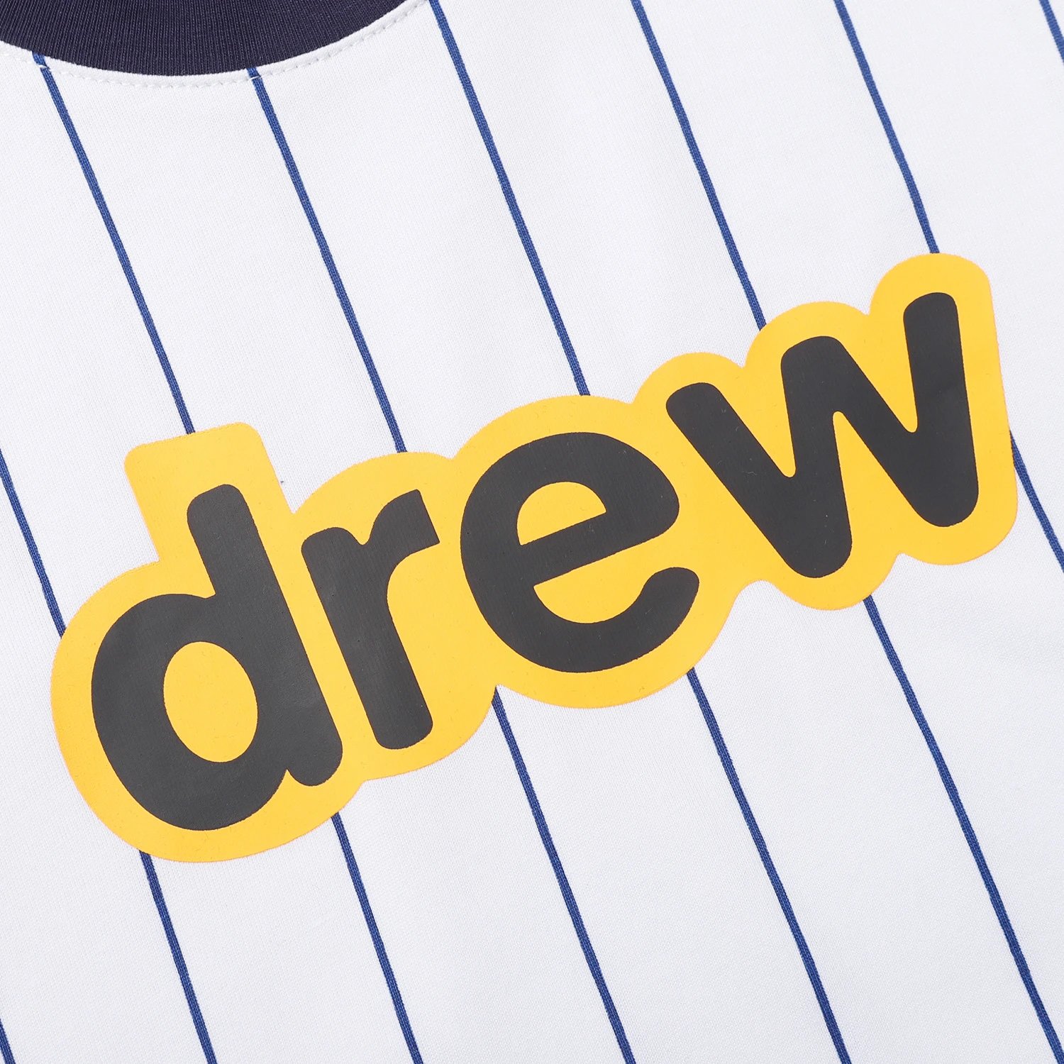 Streetwear Stripe Cotton Logo Tee Navy White - Gallery Image 5 - Detailed View