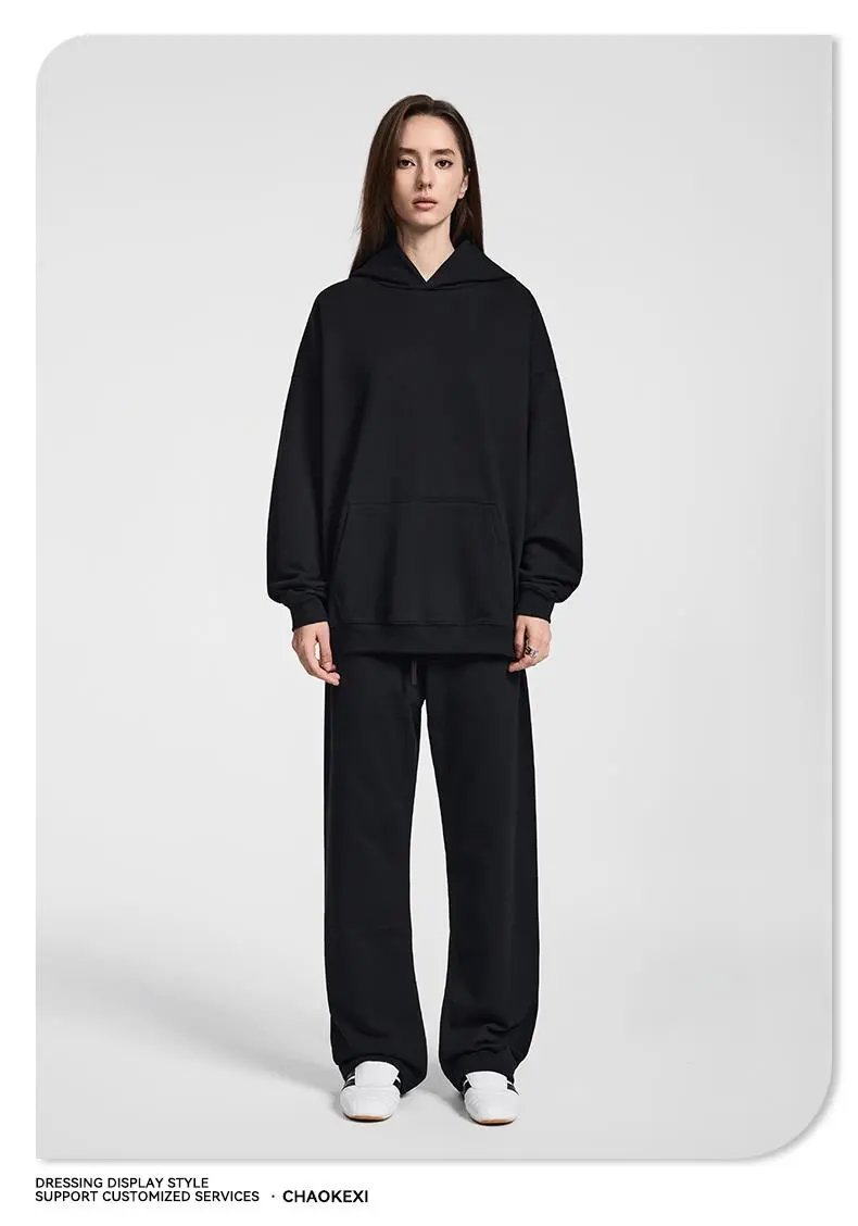 Oversize Casual Hoodie Sweatshirt Autumn Winter Charcoal - Gallery Image 8 - Detailed View