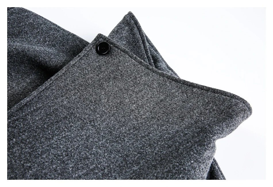 Unisex Oversized Wool Blend Winter Coat, Charcoal Grey - Gallery Image 15 - Detailed View