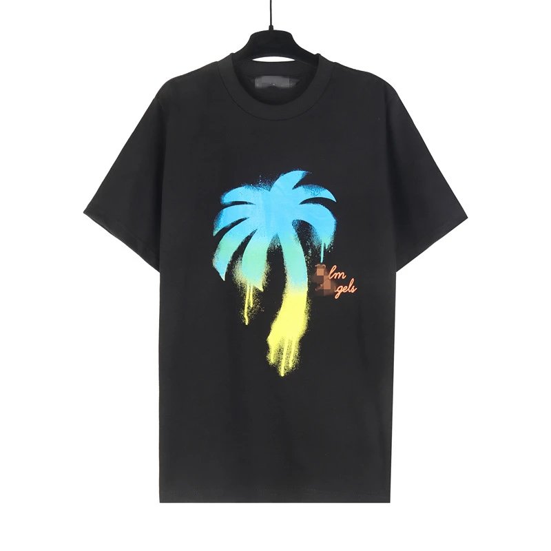 Street Style Loose Cotton Palm Tree Tee Black Gradient - Palm Angels - Cnfans - $21.29