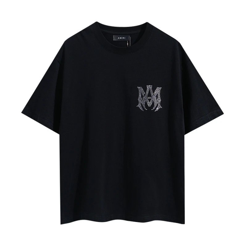 Amiri Rhinestone Logo T-Shirt Black - Gallery Image 2 - Detailed View