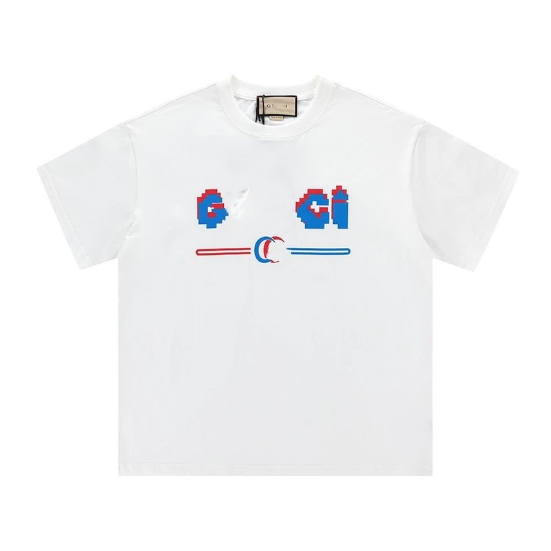 Casual Cotton Rhinestone Men's Tee - Off White - Gallery Image 4 - Detailed View