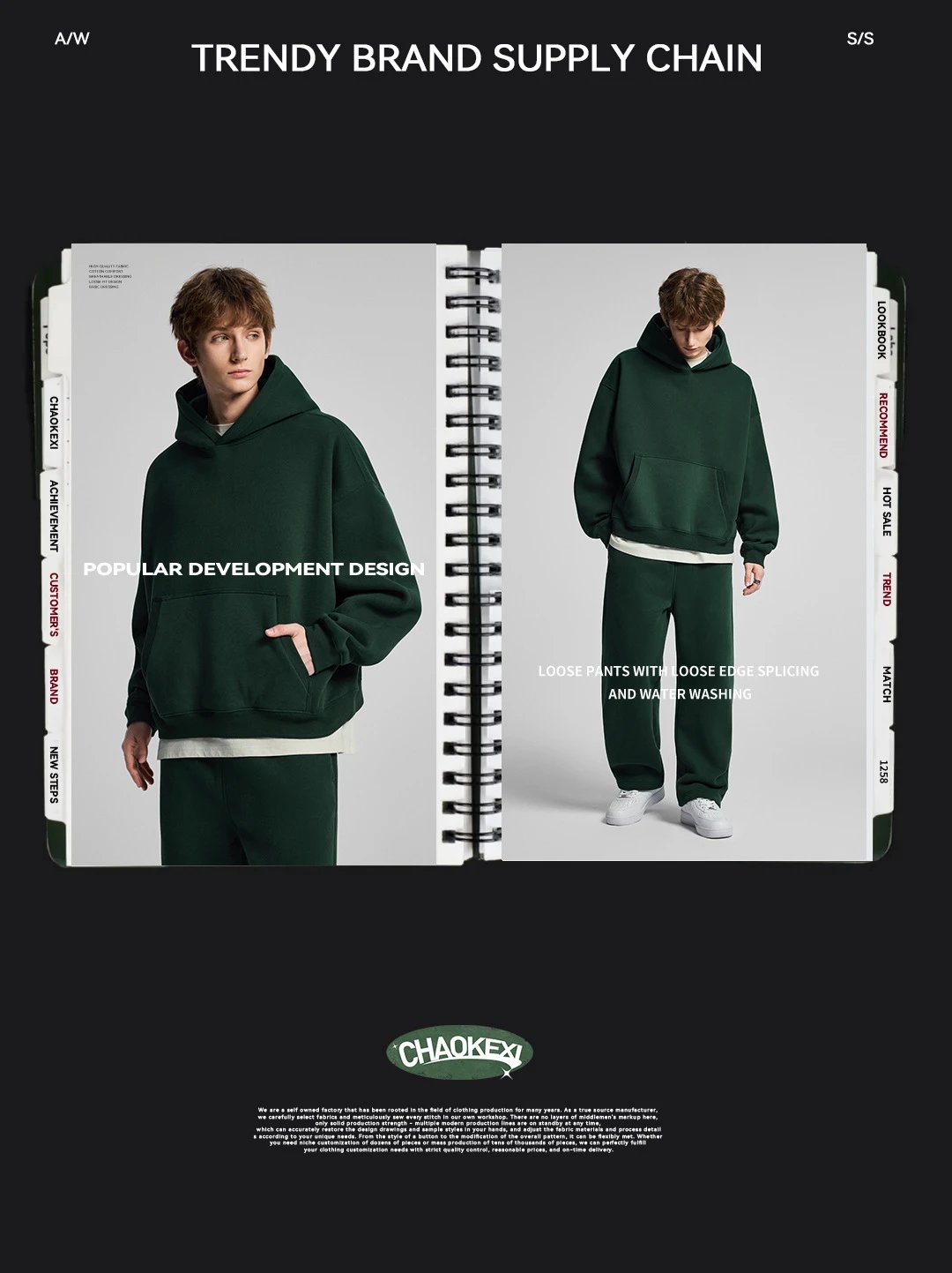 Men Boxy Fleece Lined Pullover Hoodie Evergreen - Gallery Image 11 - Detailed View