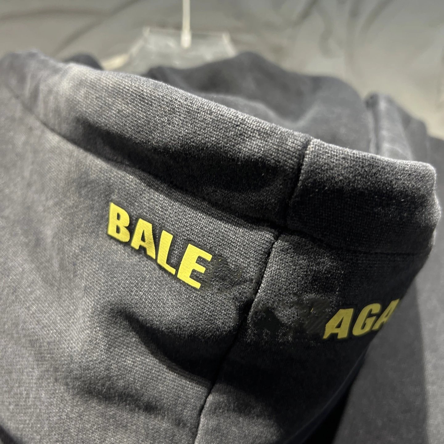 Unisex Oversized Distressed Graphic Zip Hoodie, Washed Black - Gallery Image 4 - Detailed View