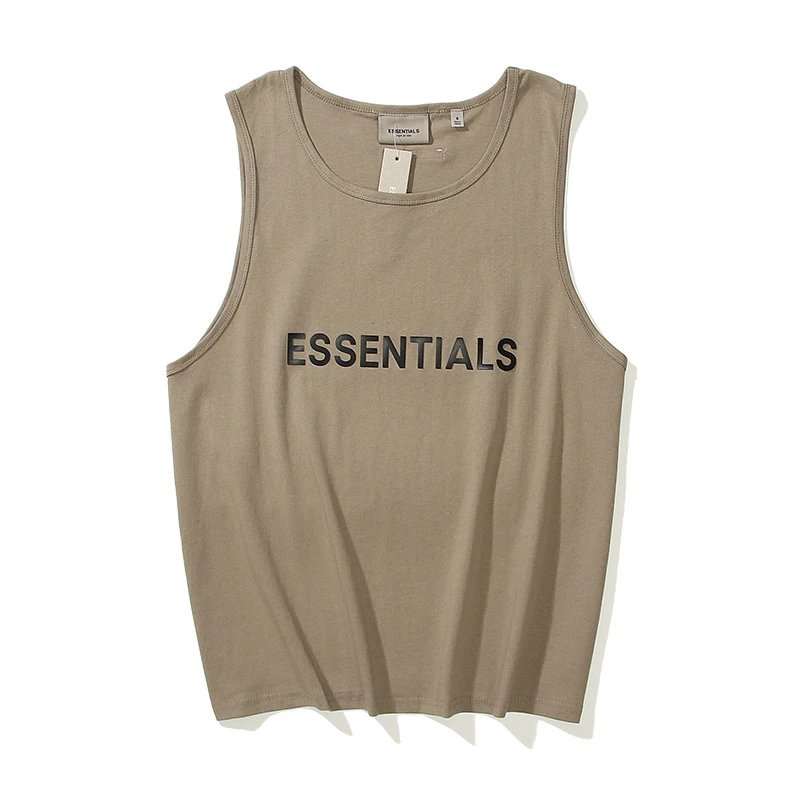 Streetwear Cotton Sleeveless Tank Top Sandstone - Essentials - Cnfans - $19.03