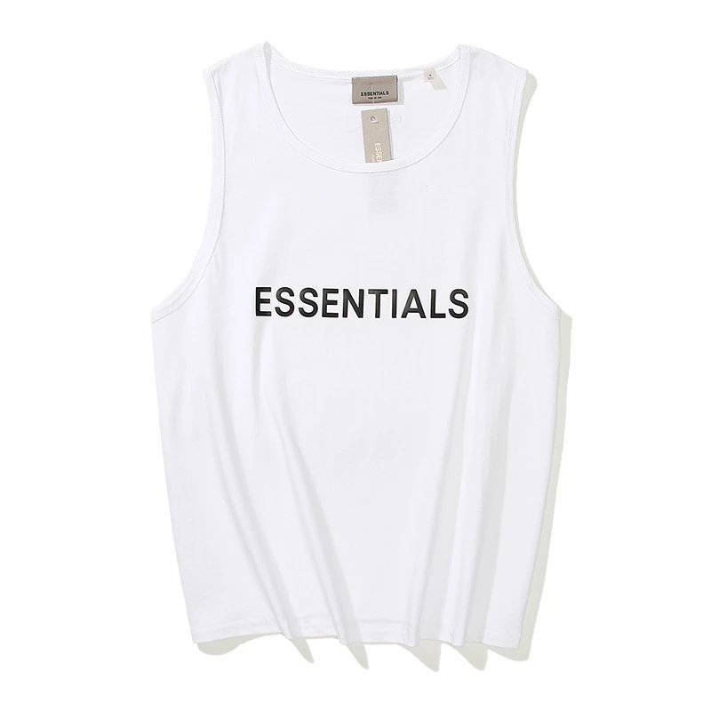 Streetwear Cotton Sleeveless Tank Top Ivory White - Gallery Image 4 - Detailed View