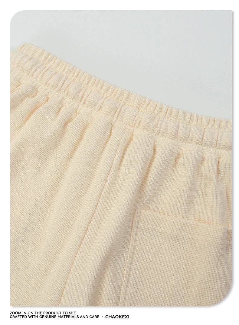 Men's waffle shorts, Elastic waist, Casual, Charcoal - Gallery Image 10 - Detailed View