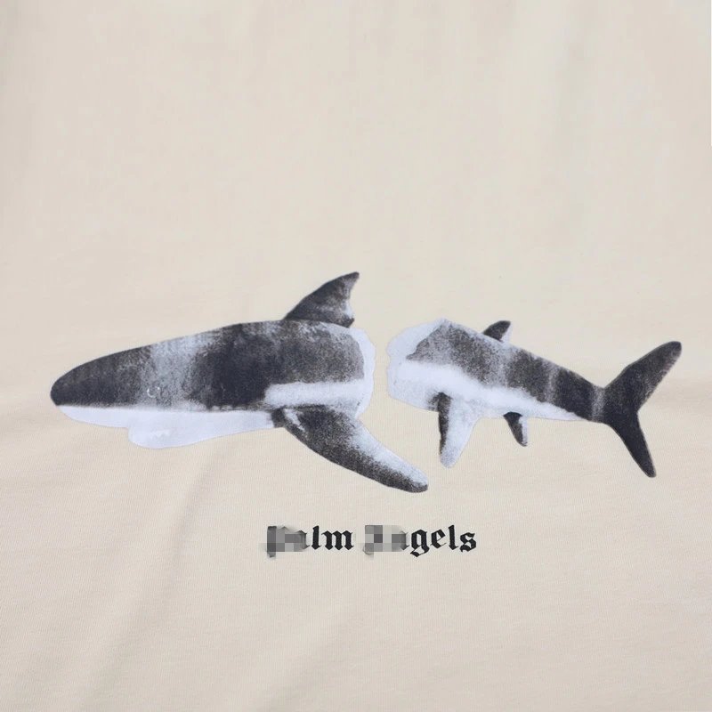 Palm Angels Shark Print T-Shirt Beige - Gallery Image 7 - Detailed View