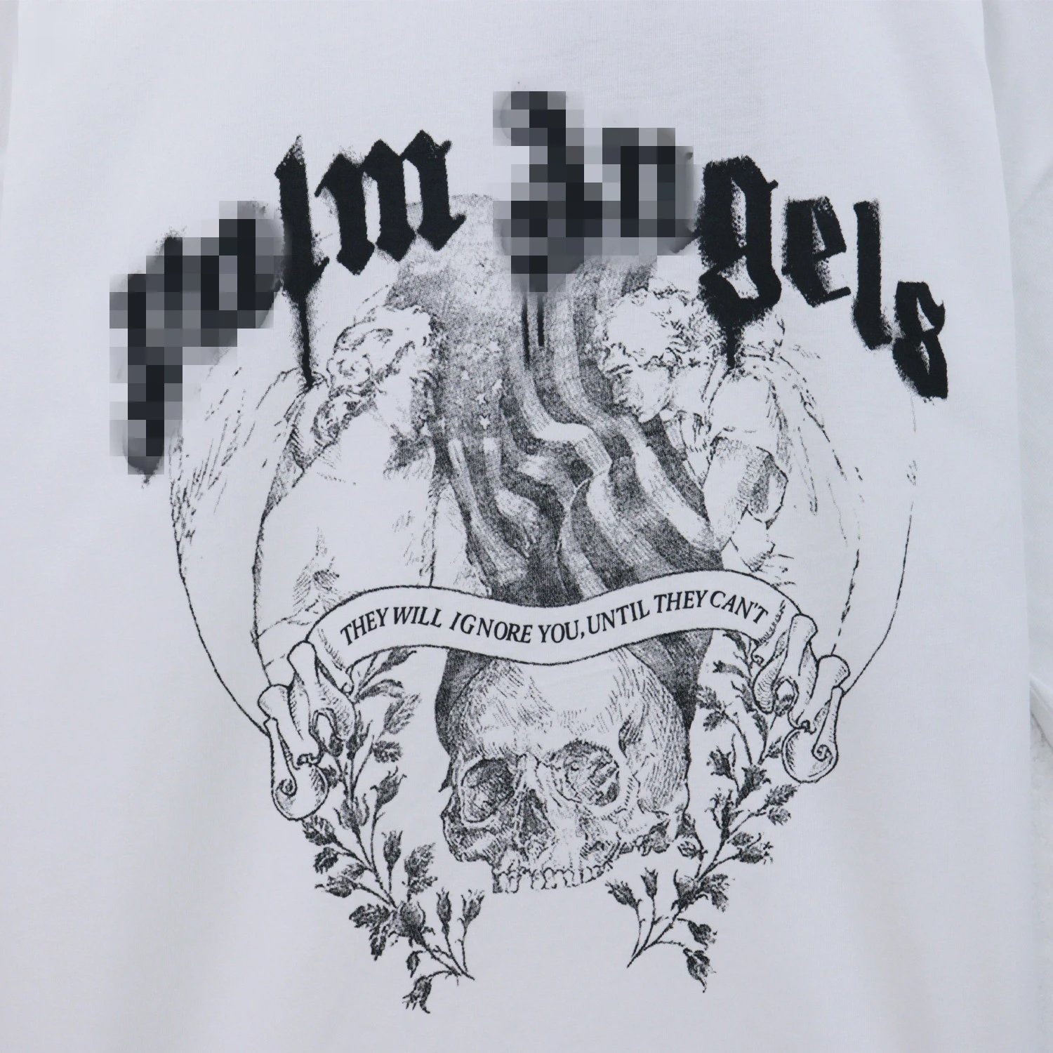 Street Skull Angel Graphic Cotton Tee Ebony Black - Gallery Image 7 - Detailed View