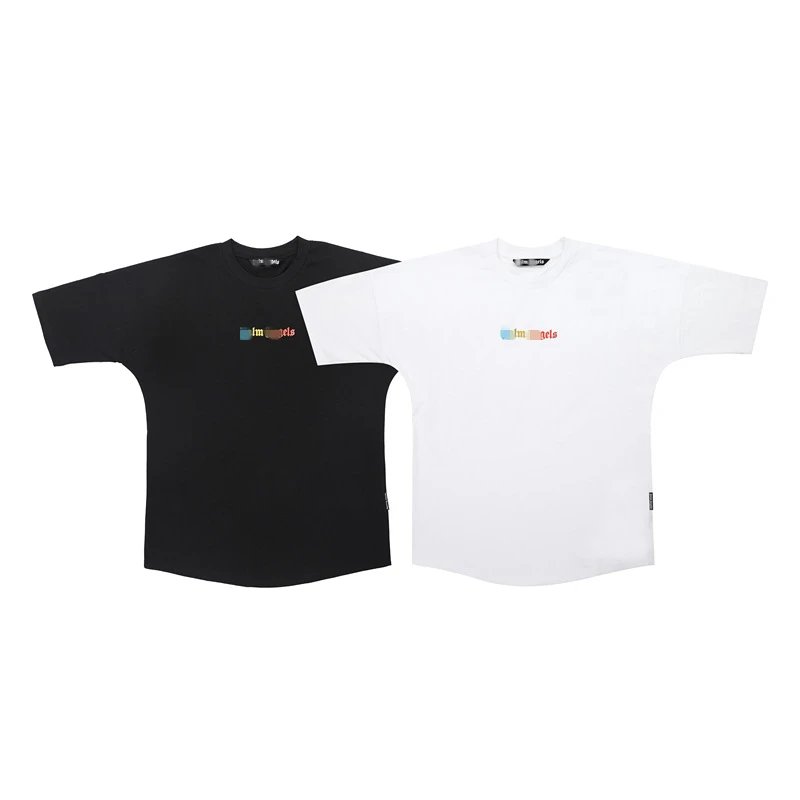 Streetwear Cotton Graphic Tee Multicolor Letters White Black - Gallery Image 5 - Detailed View