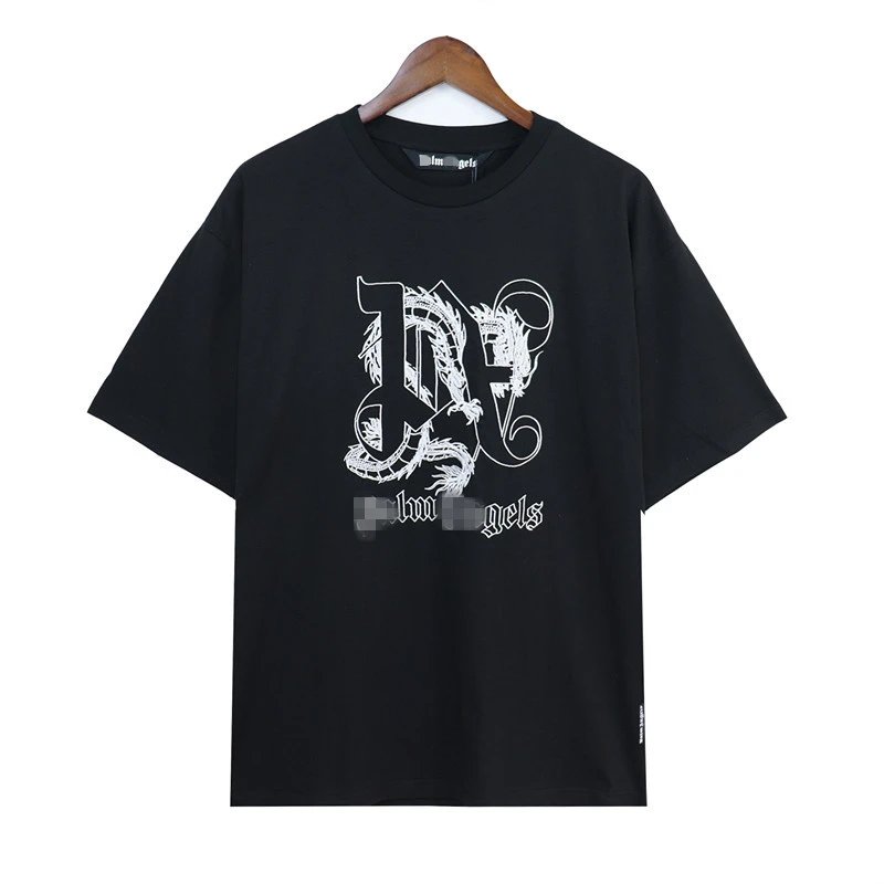 Dragon Year Letter Embroidered Streetwear T-Shirt Ebony Black - Related Product - Cnfans