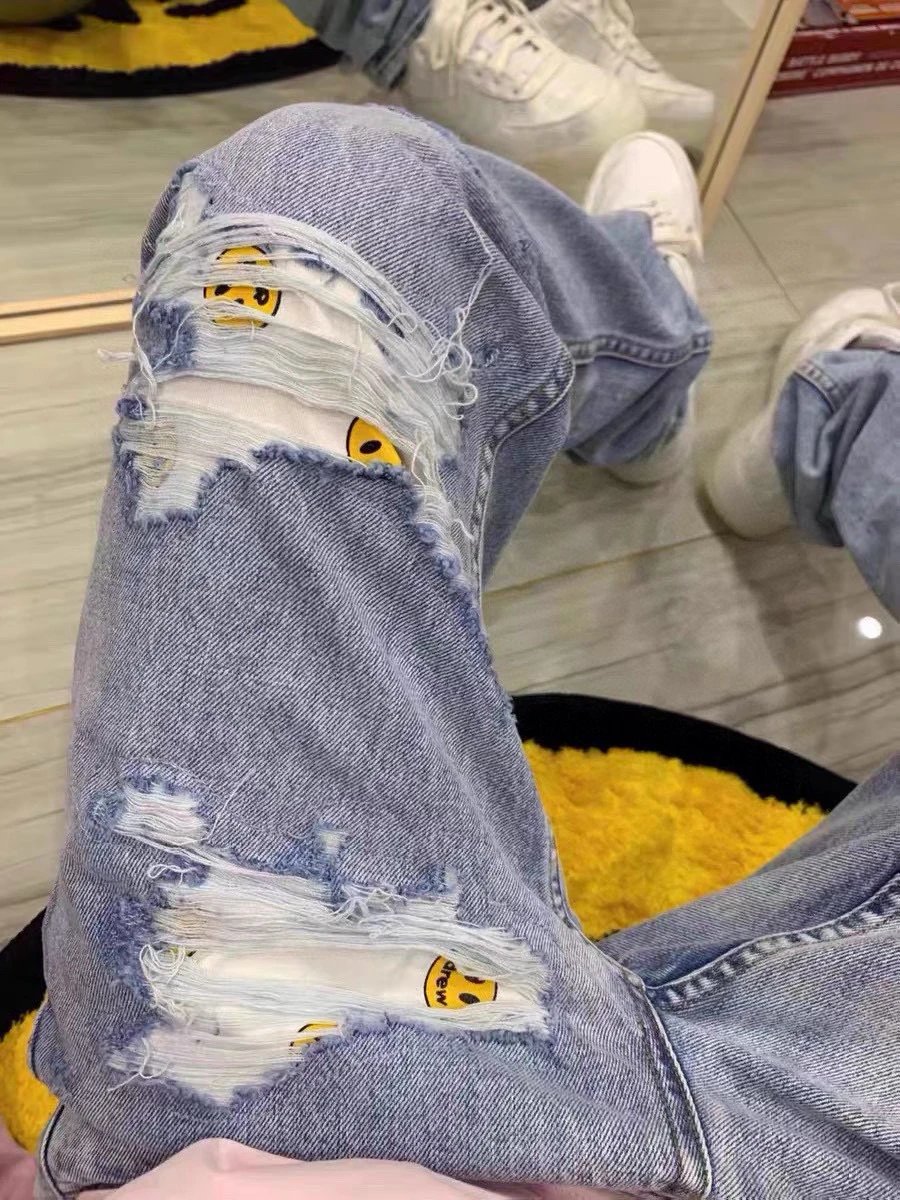 Distressed Washed Denim Streetwear Pants Charcoal - Gallery Image 12 - Detailed View