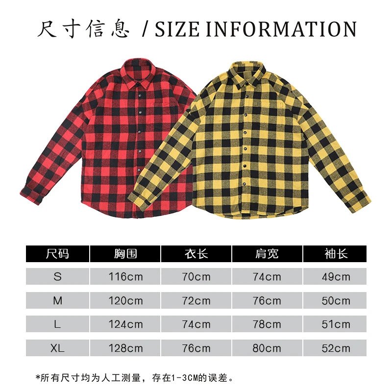 Plaid Flannel Shirt Unisex Casual Outerwear - Scarlet - Gallery Image 15 - Detailed View
