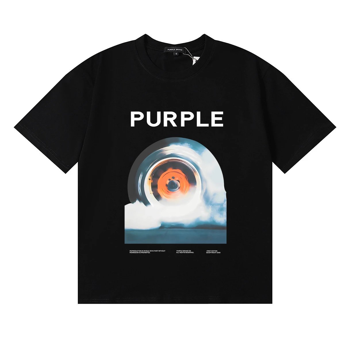 Vintage Graphic Cotton Tee Unisex Jet Black - Purple Brand - Cnfans - $20.65
