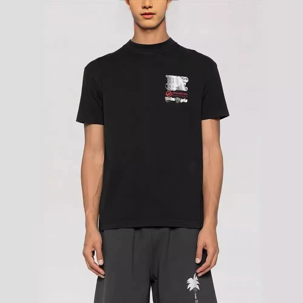 Unisex Streetwear Graphic Cotton T-Shirt Black Beige - Gallery Image 13 - Detailed View