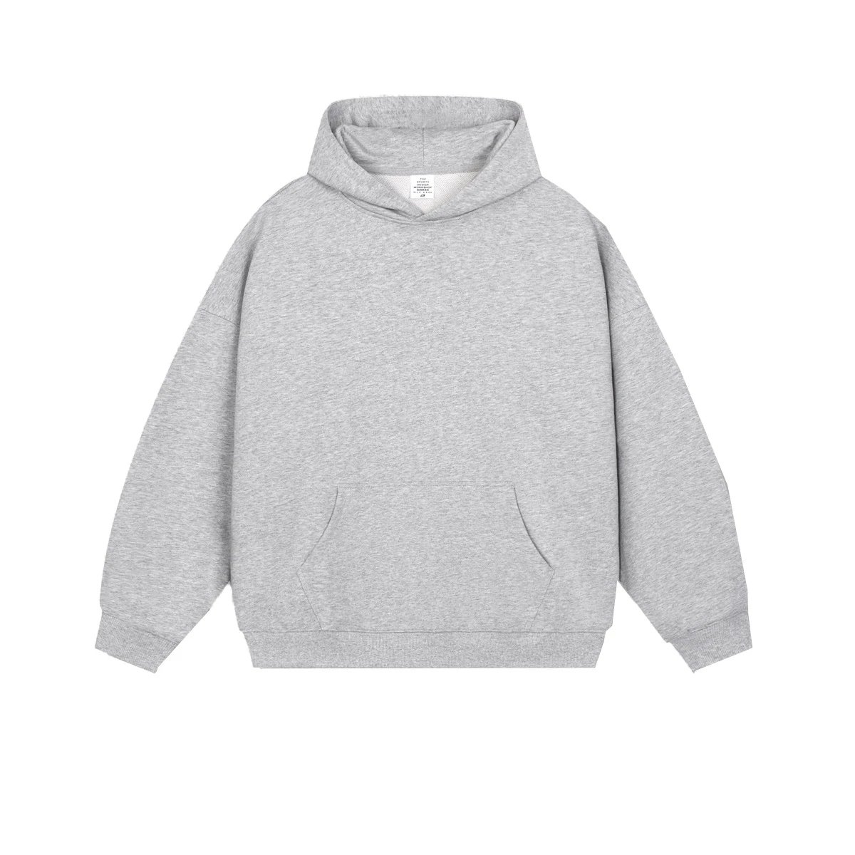 Men's Cotton Fleece Hoodie Heavyweight Pullover, Alabaster - Gallery Image 12 - Detailed View