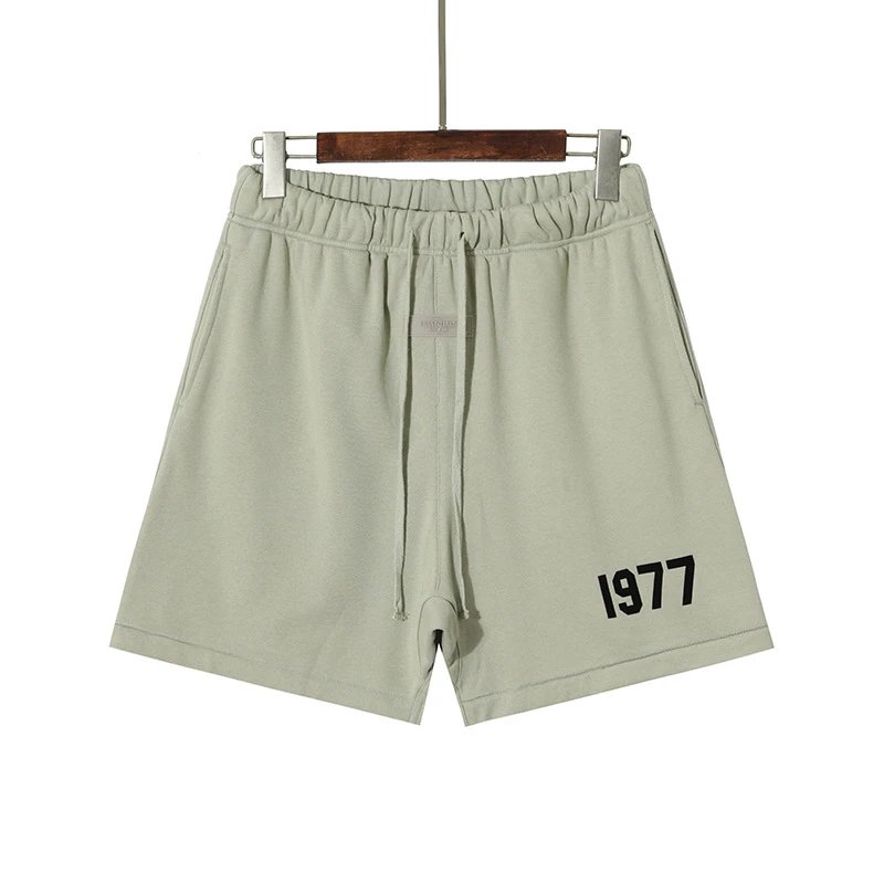 High Street Fleece Drawstring Shorts Sage Green - Essentials - Cnfans - $27.10