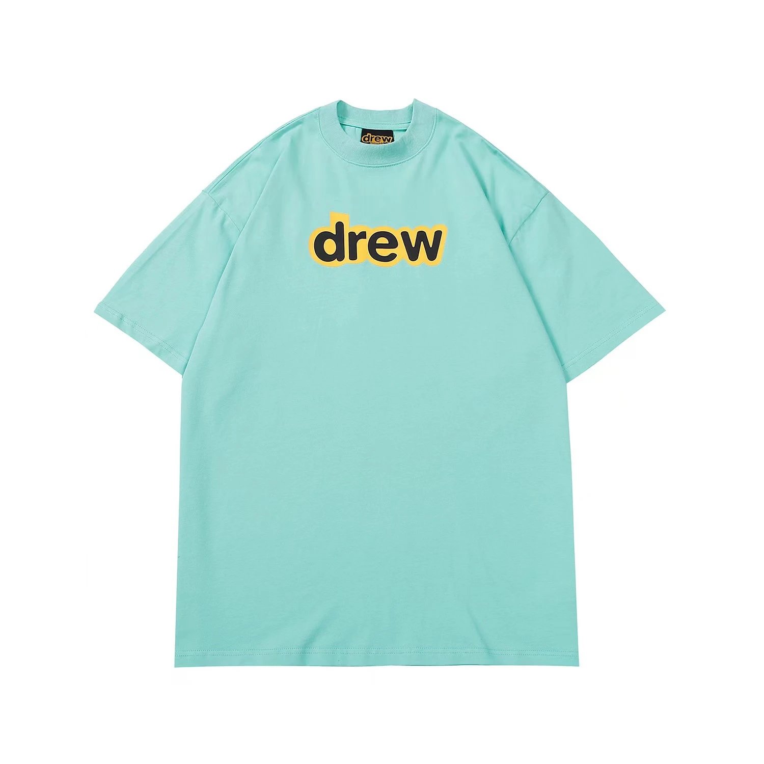 Street Style Cotton Oversized Tee Aqua Blue - Drew(Drew House) - Cnfans - $21.61