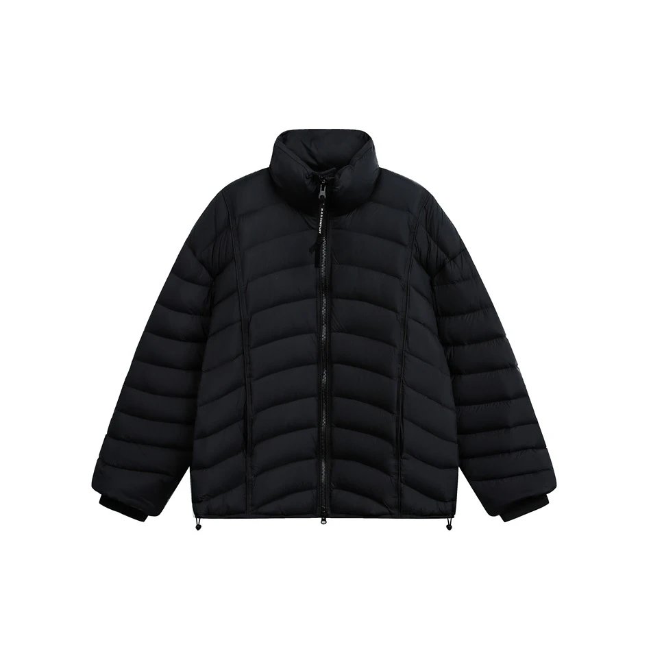 Men's Winter Warm Stand Collar Puffer Jacket, Duck Down, Snow White - Gallery Image 2 - Detailed View