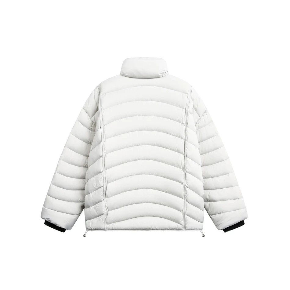 Men's Winter Warm Stand Collar Puffer Jacket, Duck Down, Snow White - Gallery Image 7 - Detailed View