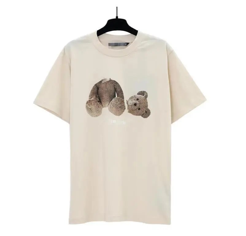Streetwear Bear Graphic Cotton Tee Beige - Related Product - Cnfans