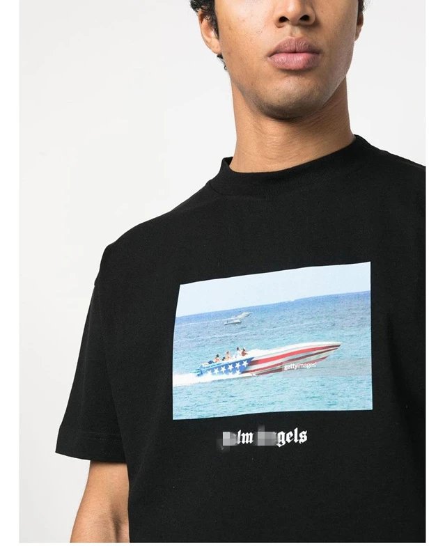High Street Boat Graphic Cotton T-Shirt Jet Black - Gallery Image 10 - Detailed View
